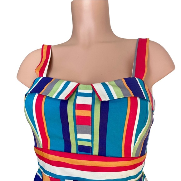 lxia Modcloth Colorful Days Bright Striped Pin-up Fit and Flare Mini Dre… - Picture 8 of 9
